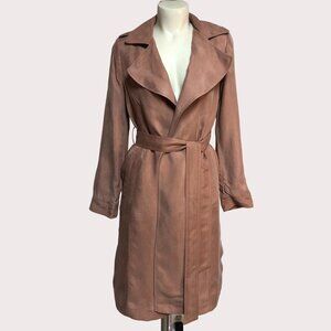 Banana Republic Dusty Rose Long Duster Trench Coat Size XS